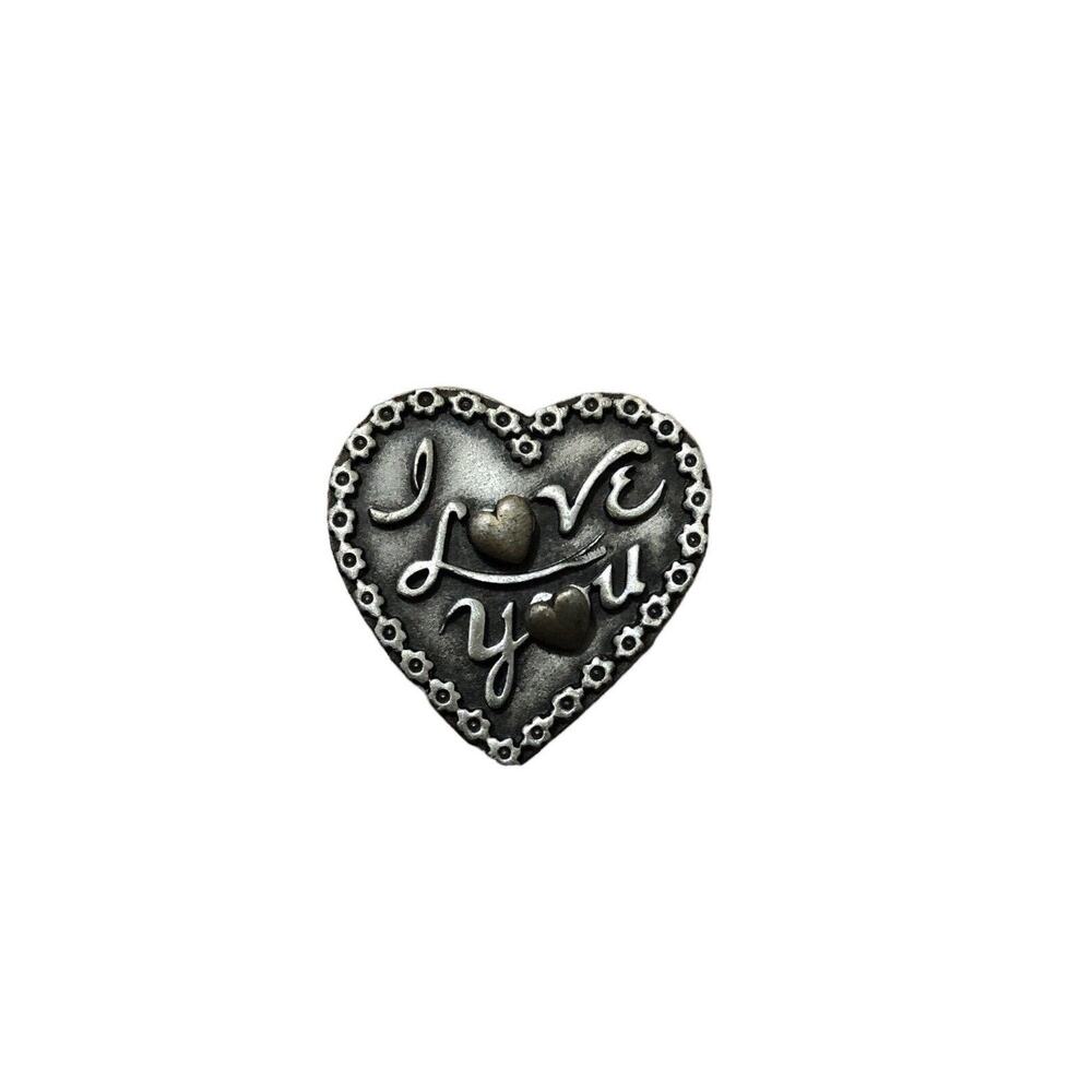 JJ Jonette Pewter I Love You Earrings Brooch Set